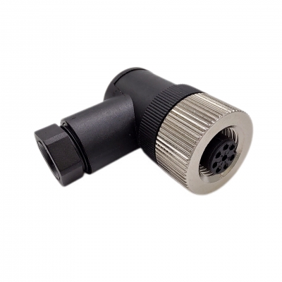 M12 series A-Code 8Pins Right angle female plug(Field installed with screw pins)