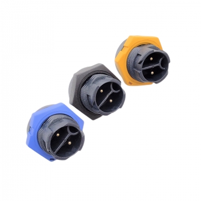 M16 series 2pin male panel connector(Push lock type, Front panel mounting)