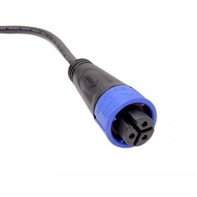 M16 series 3pin Female plug(Push lock type, Overmolded 180°)-Blue