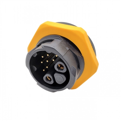M25 series 2+8pins female receptacle(Push lock type, Front panel mounting)