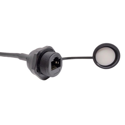 IP68 waterproof RJ45 female connector for panel mounting（Soldering with 8P8C network cable)